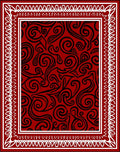 Red Black Swirling Scroll Pattern Rug