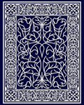 Intricate White Swirl Floral Border Design Rug