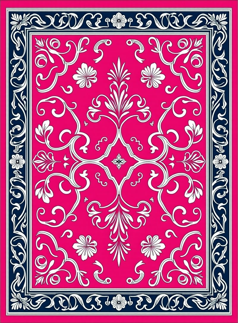 Vibrant Floral Swirl Pattern Rug