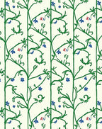 Botanical Vine With Blue Floral Pattern Rug