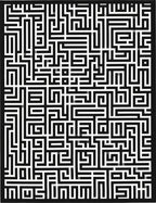 Black White Maze Geometric Rug