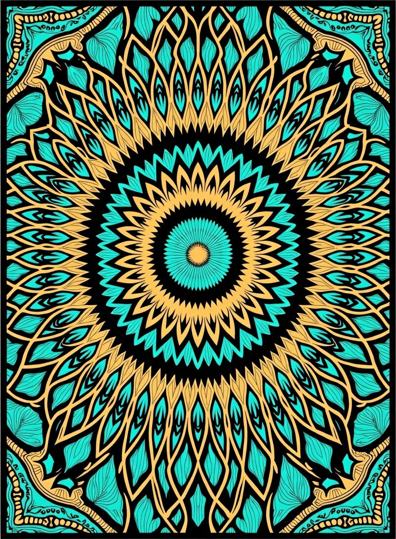 Mandala Tribal Sunburst Style Rug