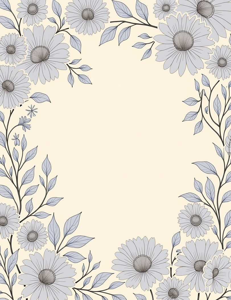 Delicate Lavender Floral Border Design Rug