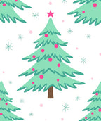 Teal Christmas Trees Pink Star Snowflakes Rug