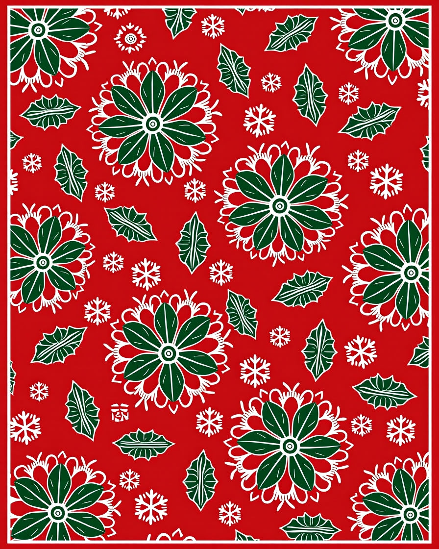 Crimson Holly Snowflake Medallion Rug