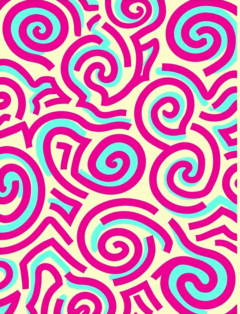 Vibrant Swirls Lines Pattern Rug