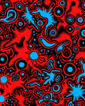 Abstract Red Blue Blobs Pattern Rug