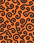 Bold Swirls Pattern Orange Background Rug