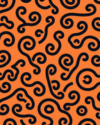 Bold Swirls Pattern Orange Background Rug