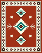 Geometric Diamond Motif Rustic Rug