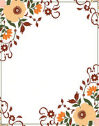 Floral Border With Warm Autumn Accents Rug