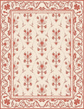 Red Floral Vine Pattern Traditional Rug