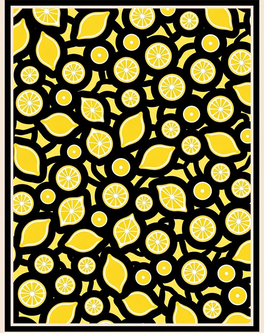 Vibrant Yellow Lemon Slice Pattern Rug