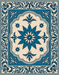 Classic Blue Floral Medallion Design Rug