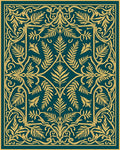 Golden Fern Scrollwork Art Rug
