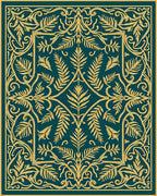 Golden Fern Scrollwork Art Rug