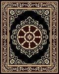 Ornate Black Gold Medallion Pattern Rug