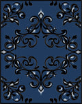 Scrollwork Floral Damask Pattern Rug