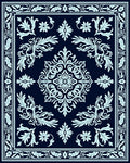 Classic Floral Medallion Dark Blue Rug