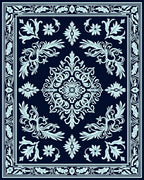 Classic Floral Medallion Dark Blue Rug