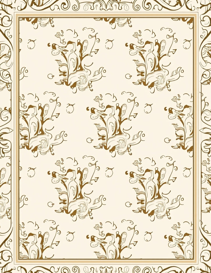 Vintage Floral Scroll Pattern Rug