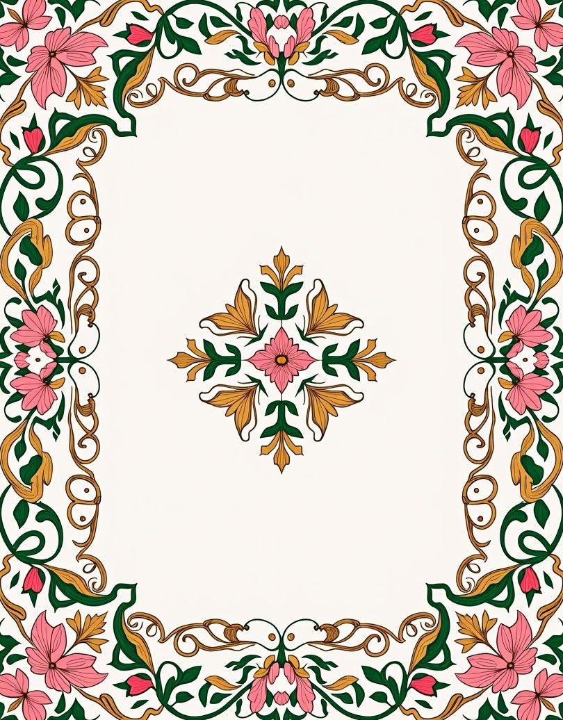 Pink Floral Vines Ornament Rug