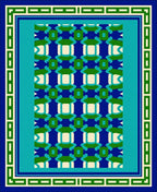 Classic Geometric Blue Green Ivory Pattern Rug