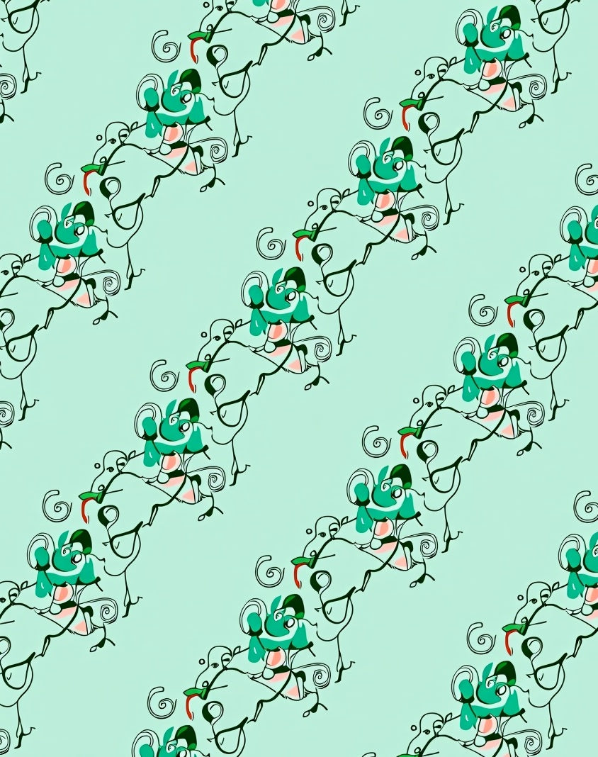 Abstract Green Swirls Pattern Rug