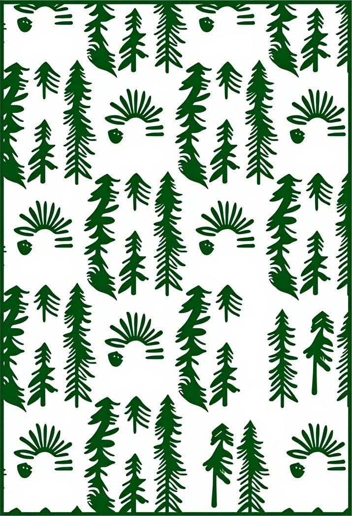 Forest Green Evergreen Tree Silhouette Rug