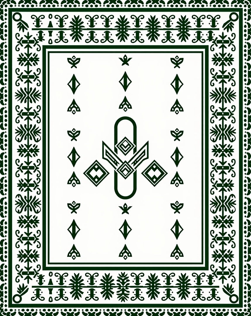 Dark Forest Floral Diamond Pattern Rug