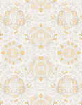 Ornate Yellow Floral Art Nouveau Rug