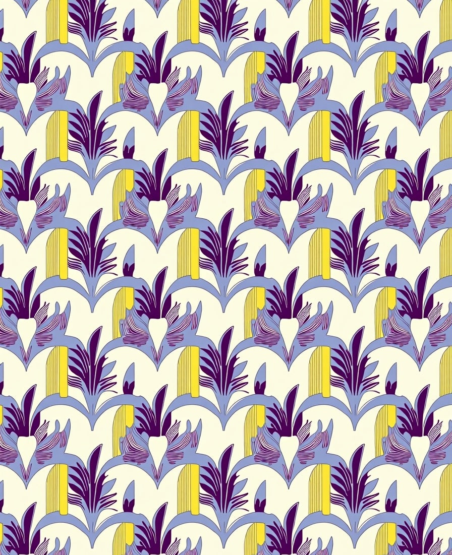 Art Deco Floral Geometric Pattern Rug