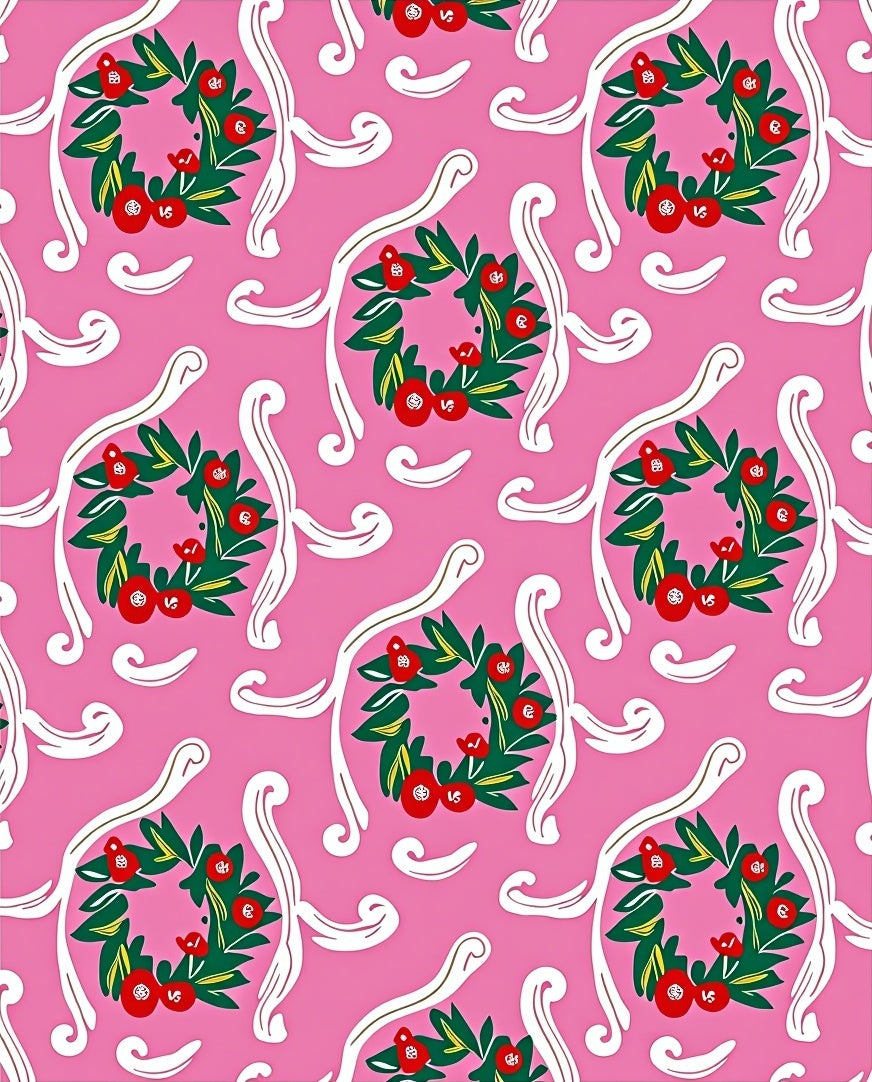 Pink Wreath Garland Floral Repeat Rug