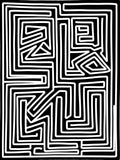 Bold Black White Maze Pattern Rug