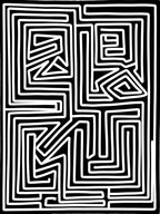 Bold Black White Maze Pattern Rug