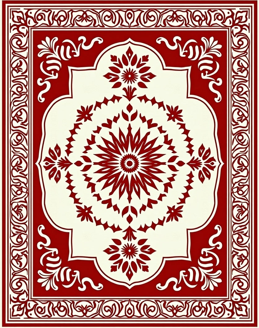 Ornate Red Floral Medallion Rug
