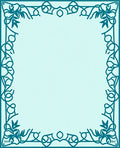 Teal Floral Scroll Border Design Rug
