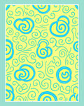 Whimsical Swirling Blue Yellow Pattern Rug