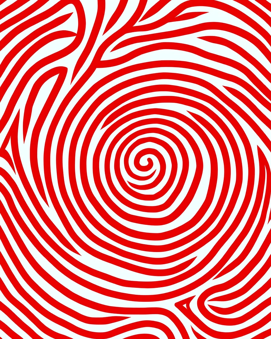 Crimson Red Swirl Abstract Lines Rug