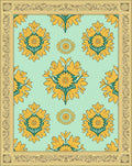 Golden Floral Meadow Patterned Rug