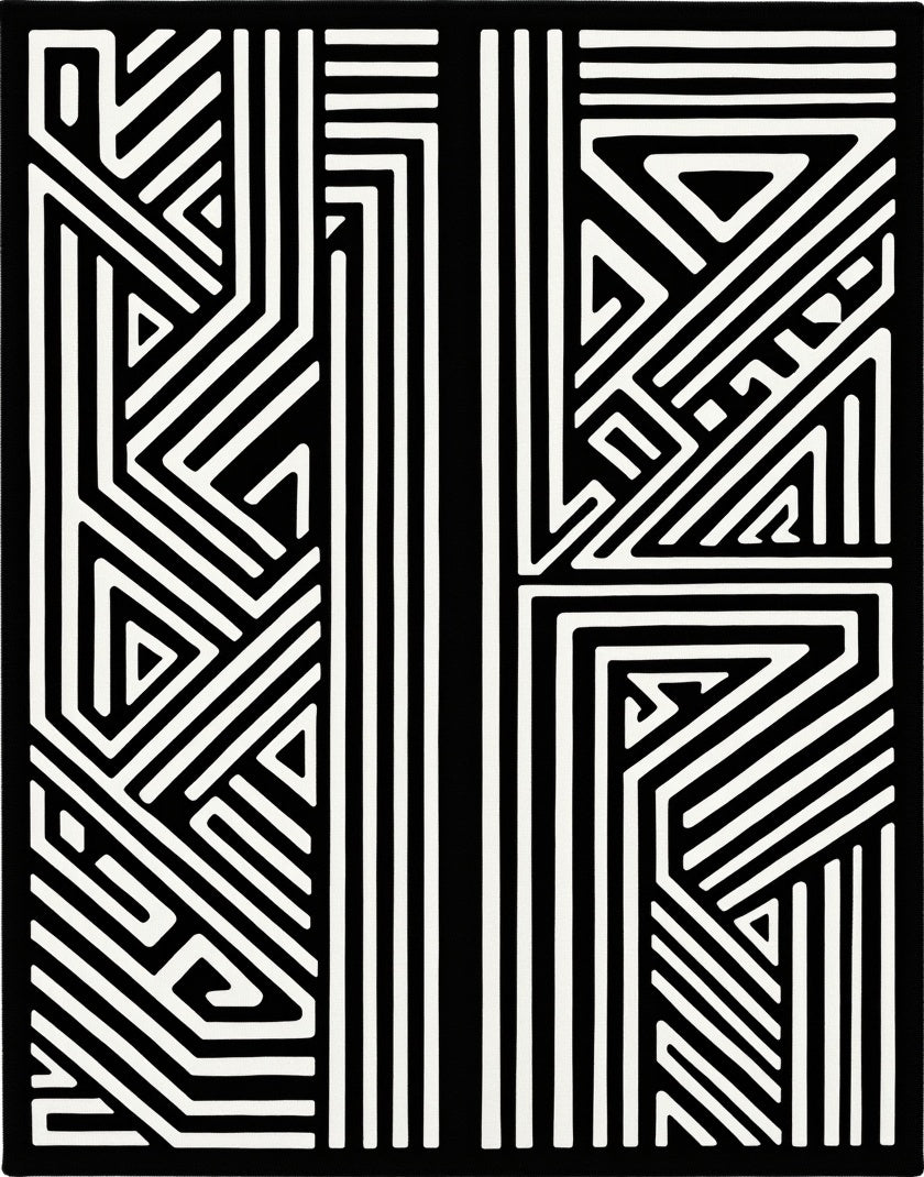 Bold Geometric Maze Pattern Rug