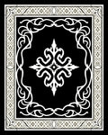 Elegant Black and White Stylized Floral Rug