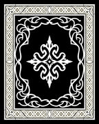 Elegant Black and White Stylized Floral Rug