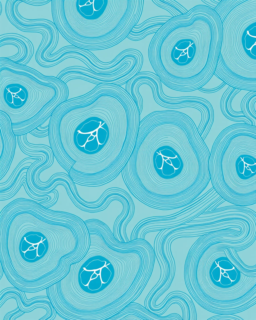 Abstract Organic Blue Waves Rug
