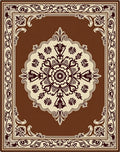 Ornate Floral Medallion Brown Rug