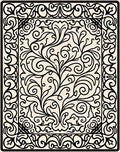 Black White Flourishing Scroll Pattern Rug