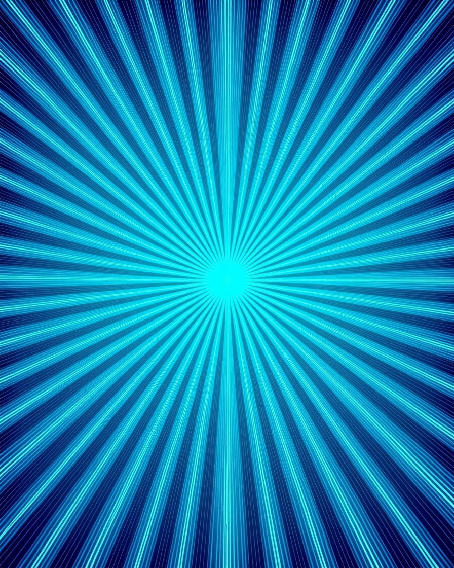 Radiant Blue Sunburst Geometric Rug