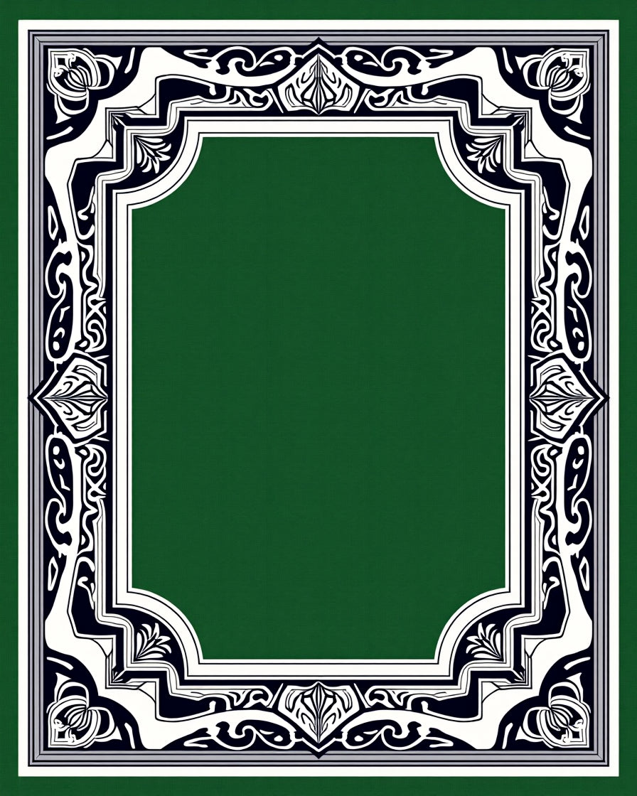 Elegant Black and White Floral Border Rug