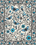 Floral Butterfly Garden Pattern Rug