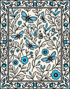 Floral Butterfly Garden Pattern Rug